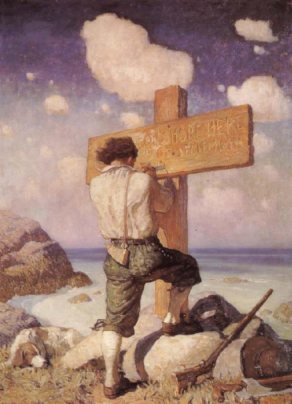 NC Wyeth -and making it into a great cross i set it up on the shore where i first landed